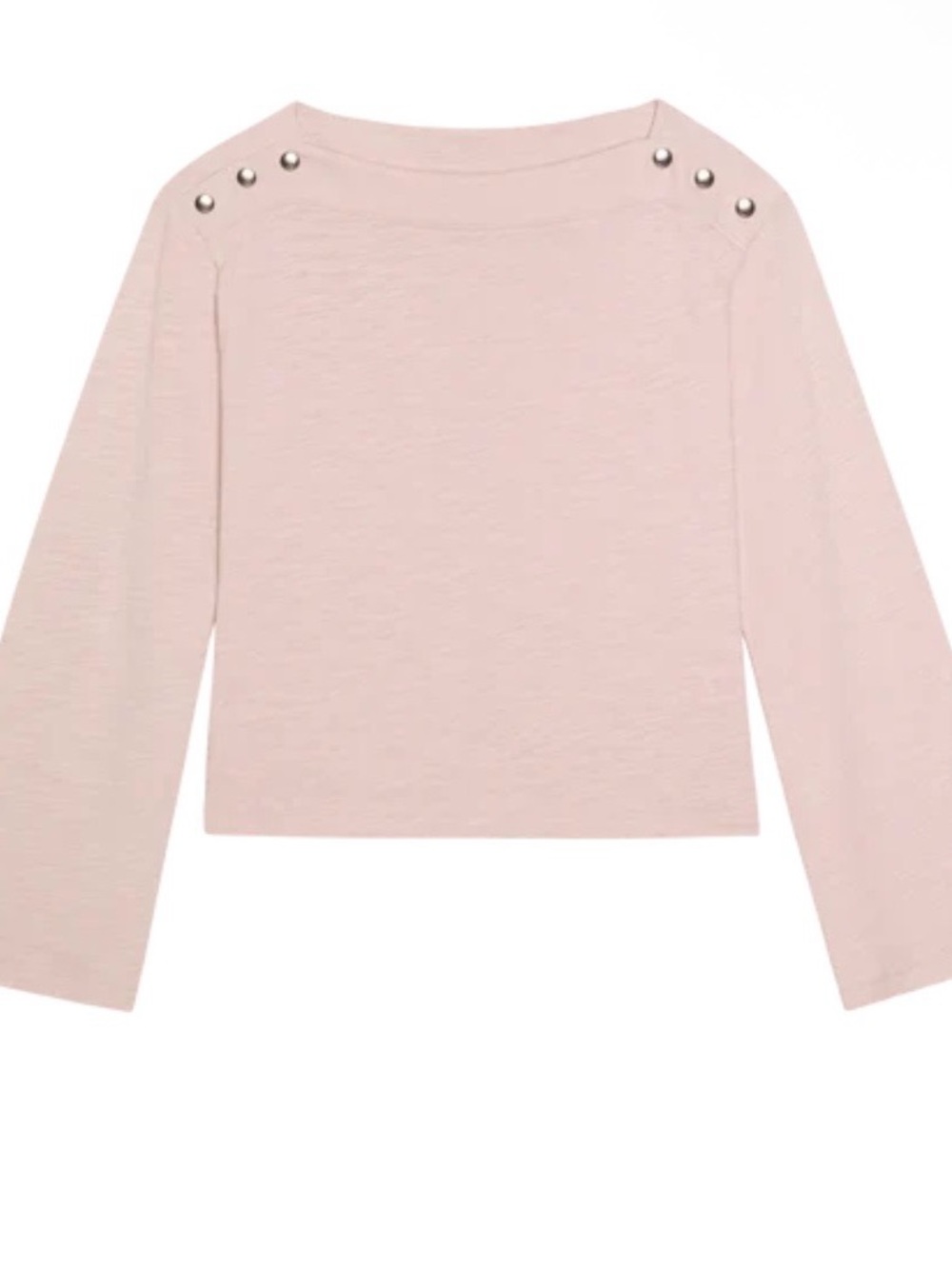 Nation LTD Rochelle Boatneck Tee Blush Snap Shoulder Top M NWT - Picture 5 of 12